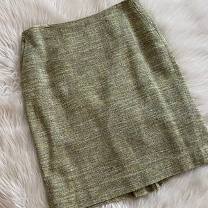 Ann Taylor Green Tweed Pencil Skirt Sz 4